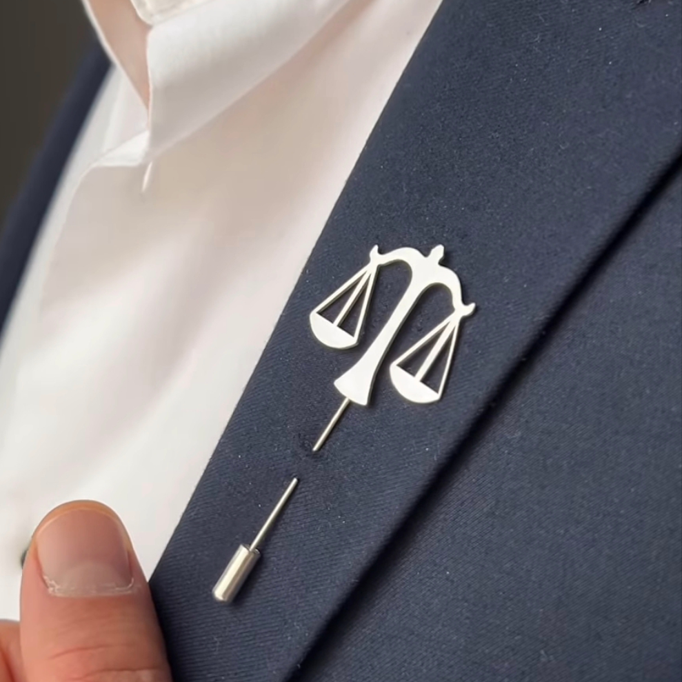 Justice Advocate Coat Pin - 22 Carat Gold Plated & Anti-Tarnish