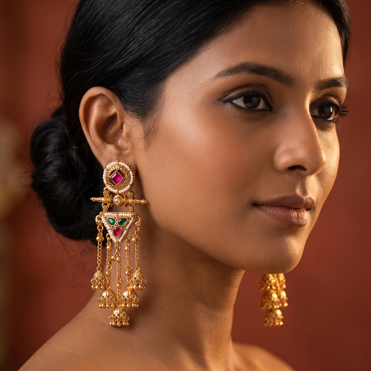 Classic Traditional Indian Jhumka Earrings by AuraZ - alternate view
