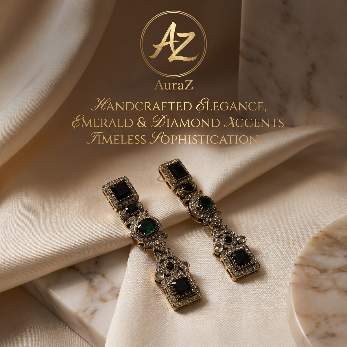 Black stone statement earrings by AuraZ