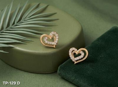Petite heart stud earrings by AuraZ for face shape styling guide