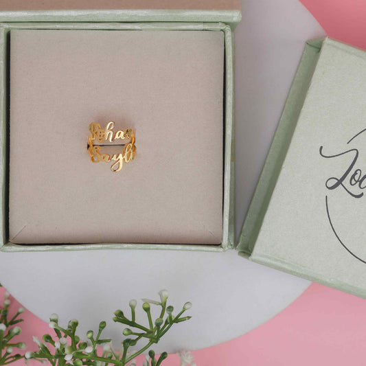 Adjustable Couple Name Personalised Ring