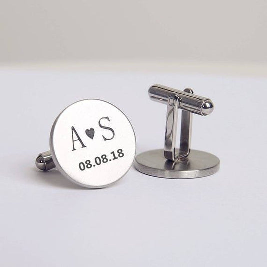 Engraved Name With Small Heart Cufflinks