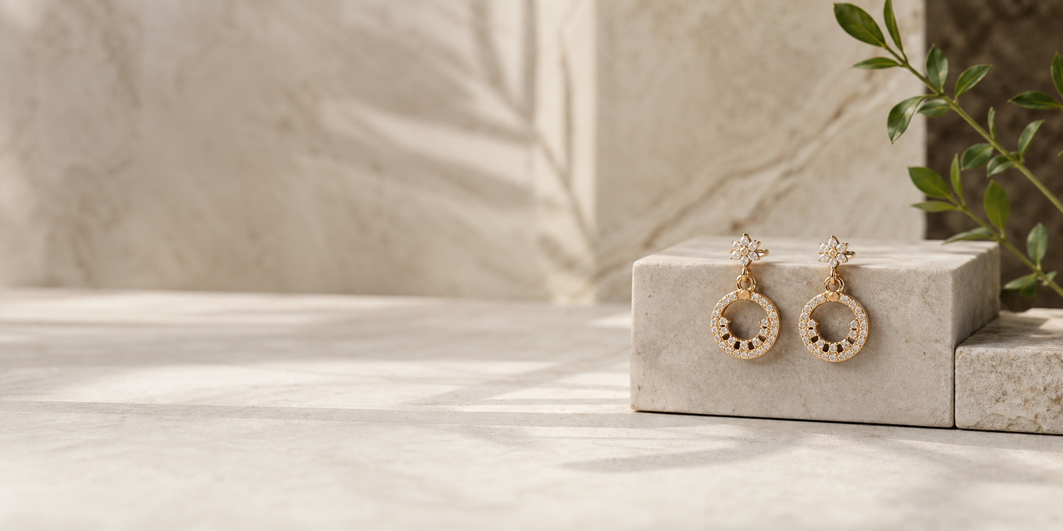 AuraZ editorial still life featuring active classic stud earrings