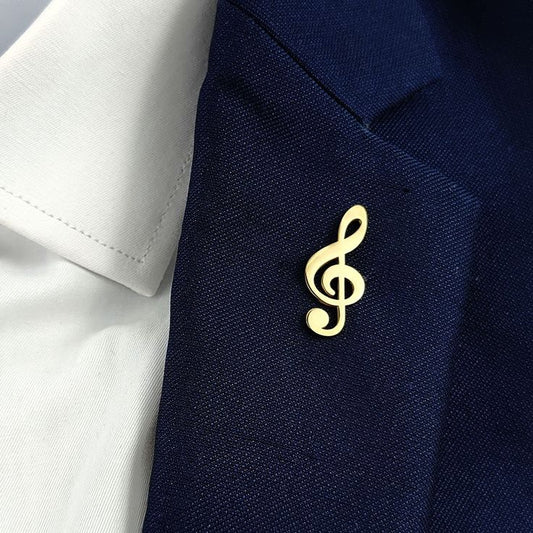 Music Shape Lapel Pin / Brooch – 22 Carat Gold Plated & 925 Silver Plated | Handcrafted Premium Finish