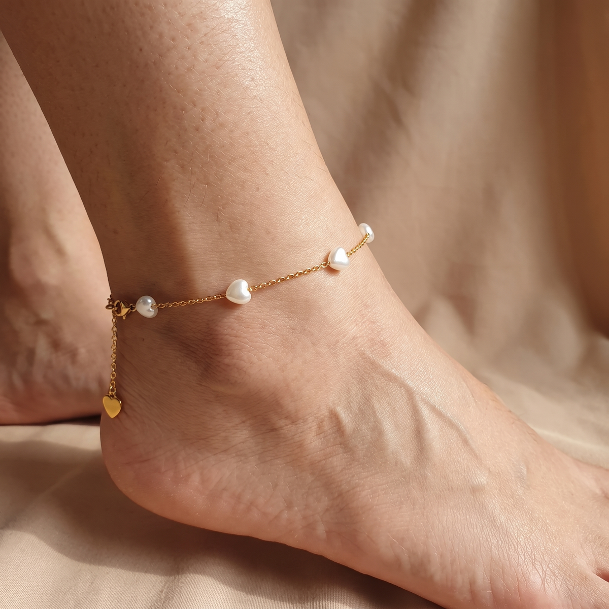Heart Charm Drop Anklet Style A3 by AuraZ