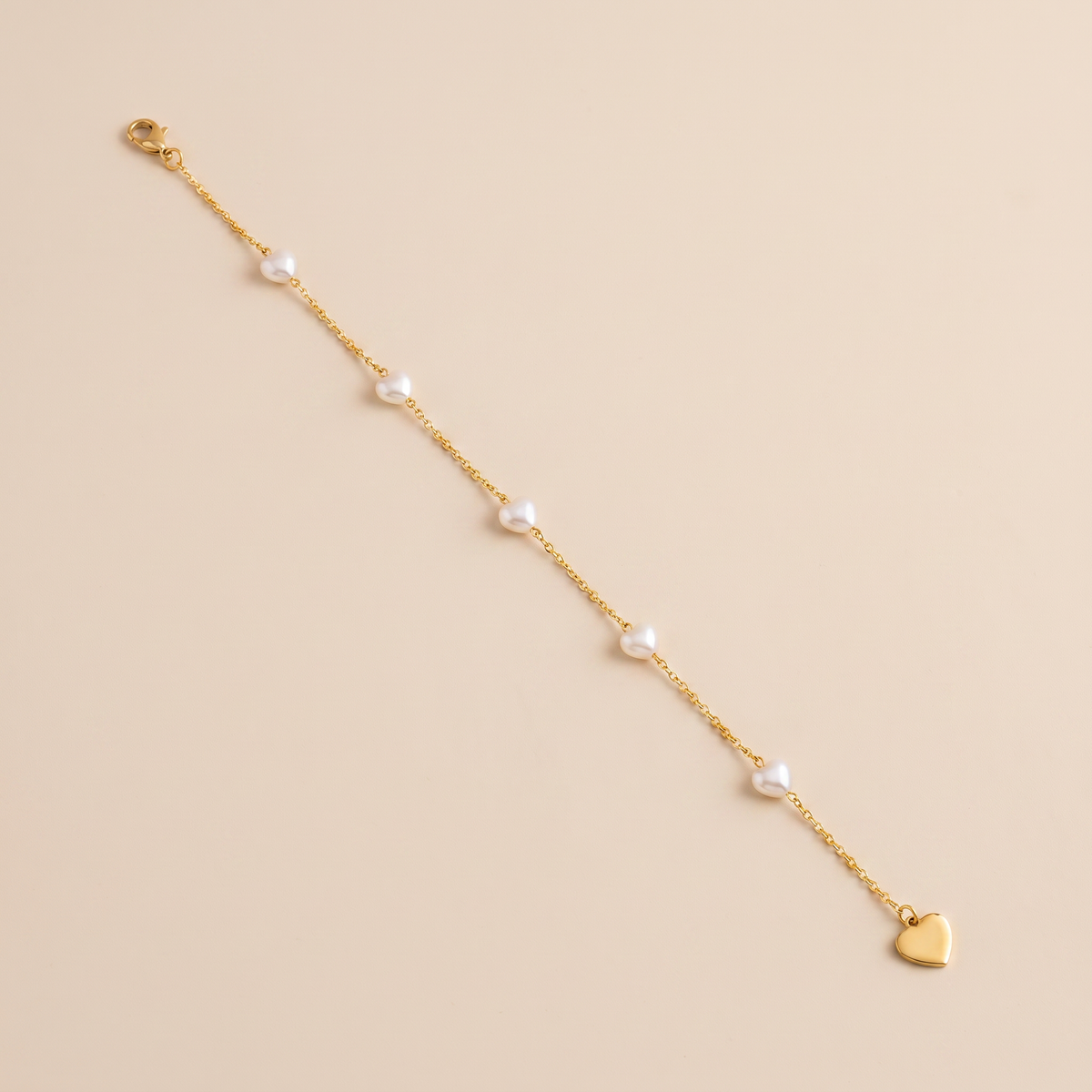 Heart Charm Drop Anklet Style A3 by AuraZ - detail view