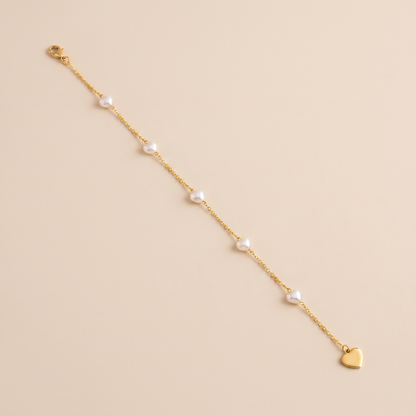 Heart Charm Drop Anklet Style A3 by AuraZ - detail view