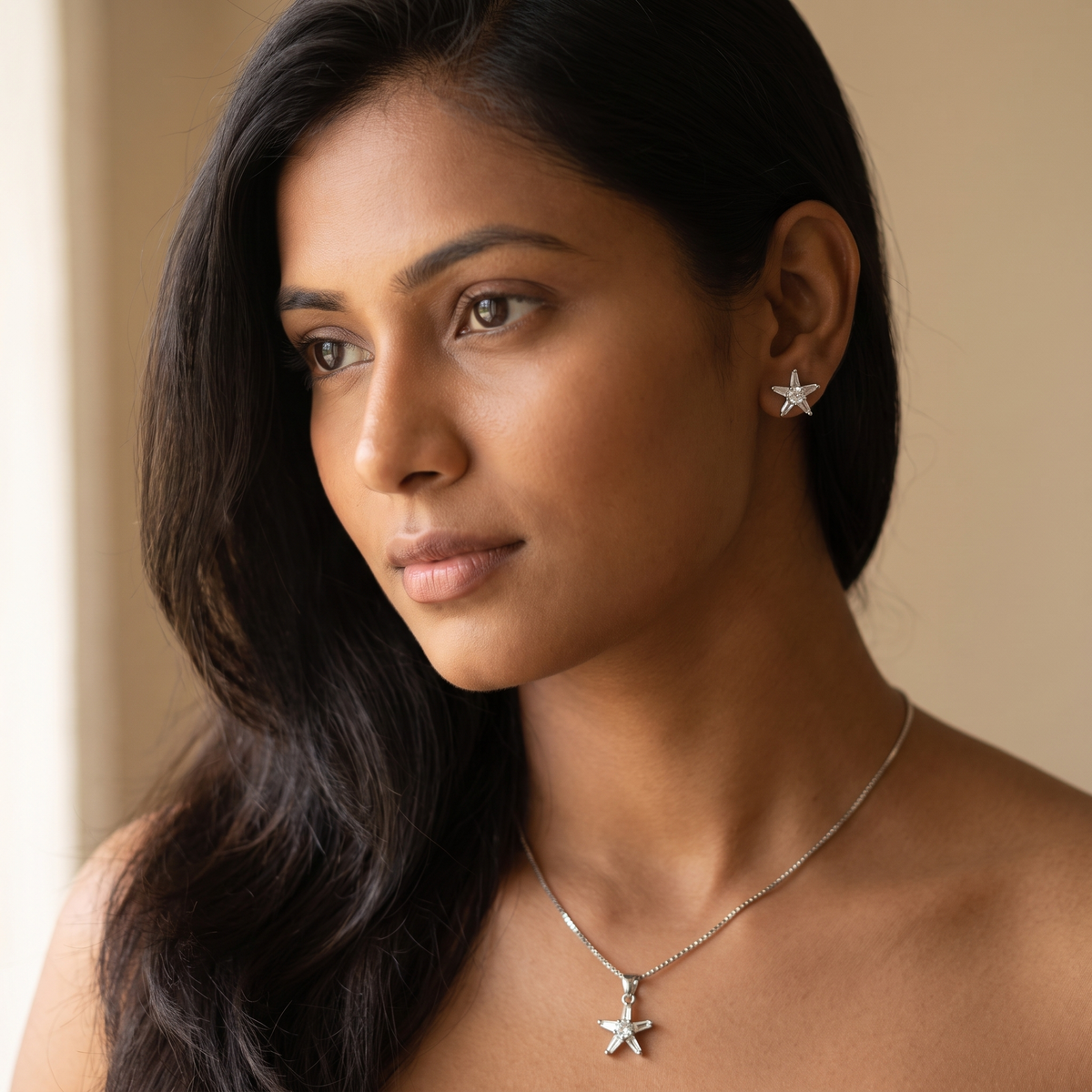 Star Trio Pendant Necklace and Earring Set by AuraZ