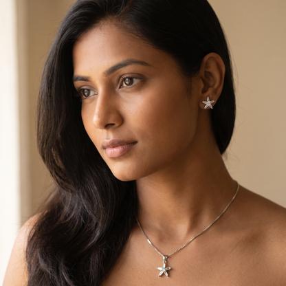 Star Trio Pendant Necklace and Earring Set by AuraZ