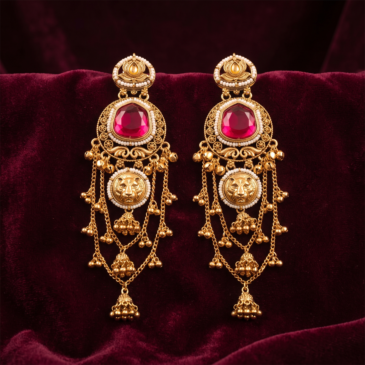 Rani Ruby Heritage Coin Drop Earrings by AuraZ