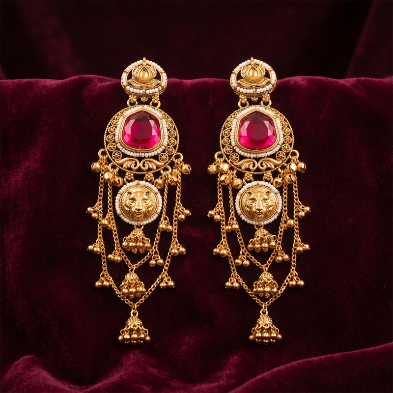 Rani Ruby Heritage Coin Drop Earrings by AuraZ