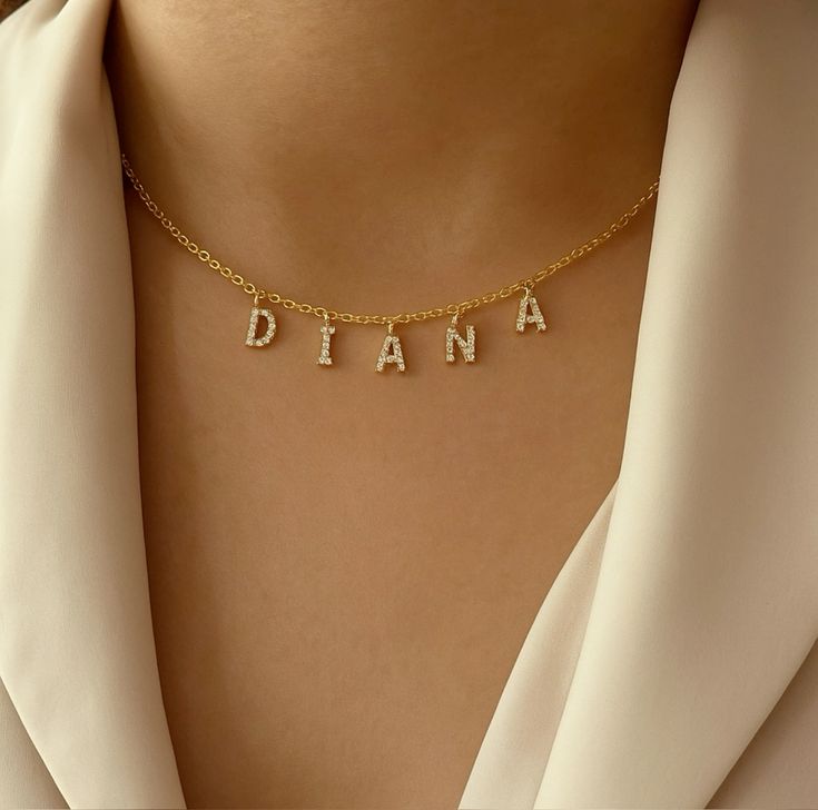 Premium & Elegant Customised Name Choker with Diamond Studs – Luxury Personalised Jewellery- Anti-Tarnish