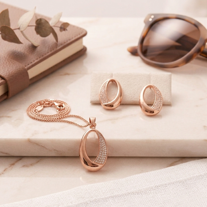 Rose Gold Drop Pendant Set by AuraZ - alternate view