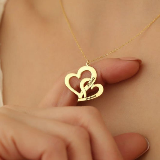 Forever Together – Double Heart Personalized Name Pendant